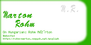 marton rohm business card